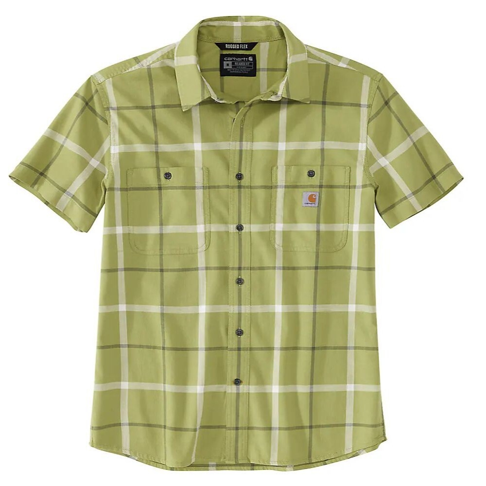 Men's Carhartt size small shirt Rugged Flex Relaxed Short Sleeve stripe green